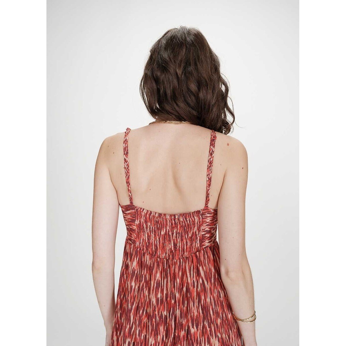 Robe longue imprimée à bretelles VENICIA imprimé rouge, GRACE & MILA