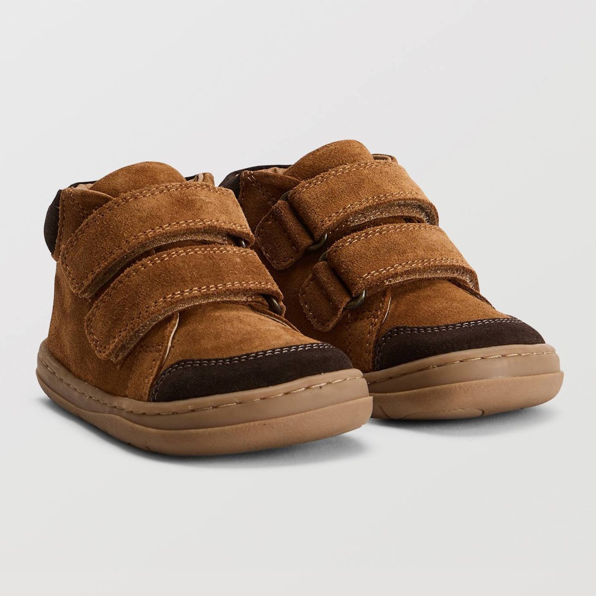 Chaussures à scratch en cuir tan access, BOUT'CHOU