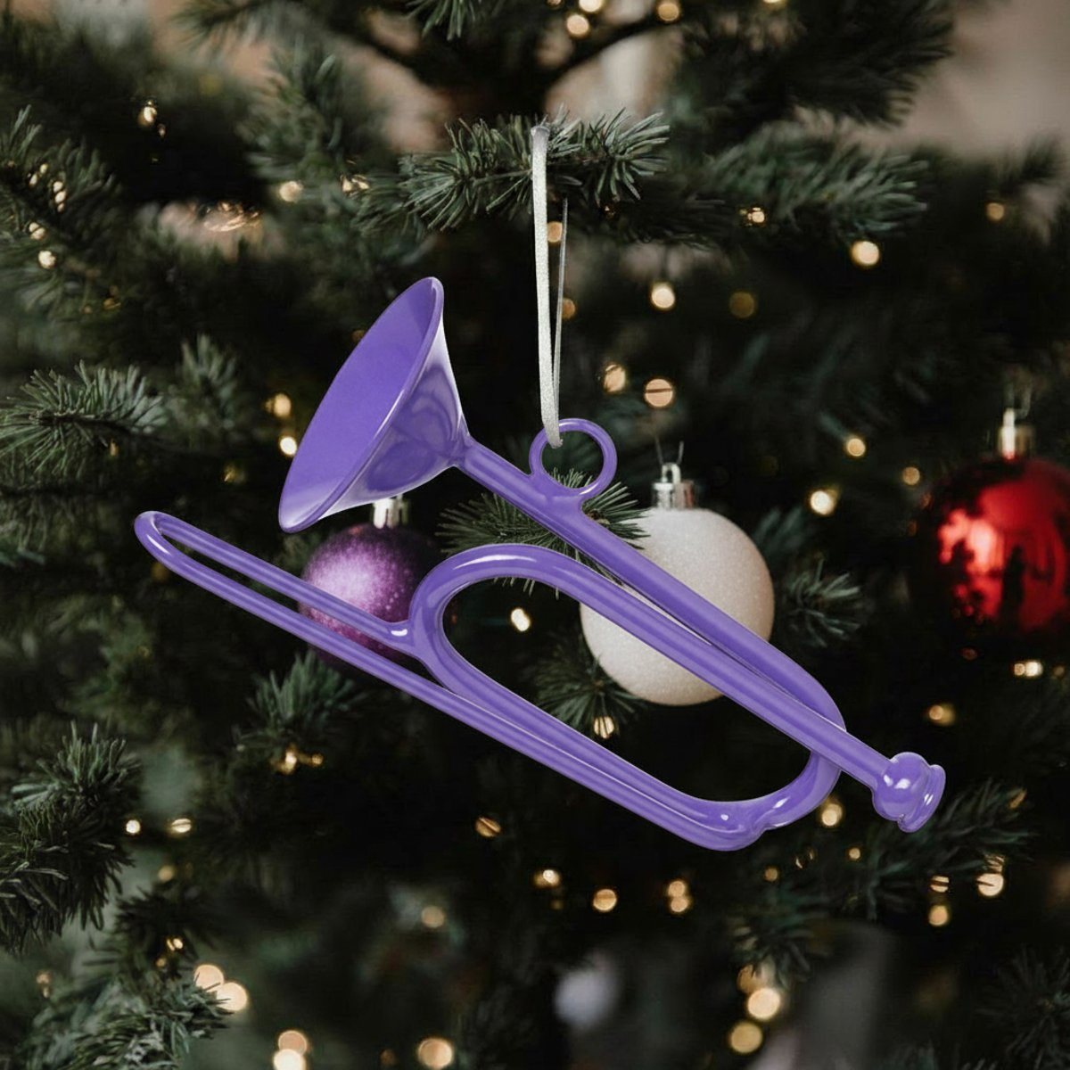 Suspension de noël trompette en fer L10 violet, SIA DECO