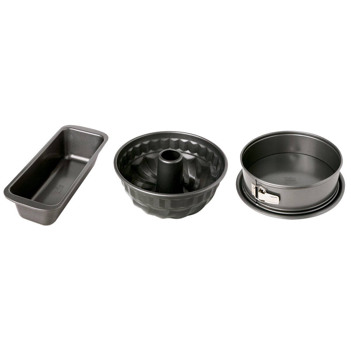Lot de 3 Moules à patisserie en acier carbone, EASY BAKING gris fonce, BIRKMANN