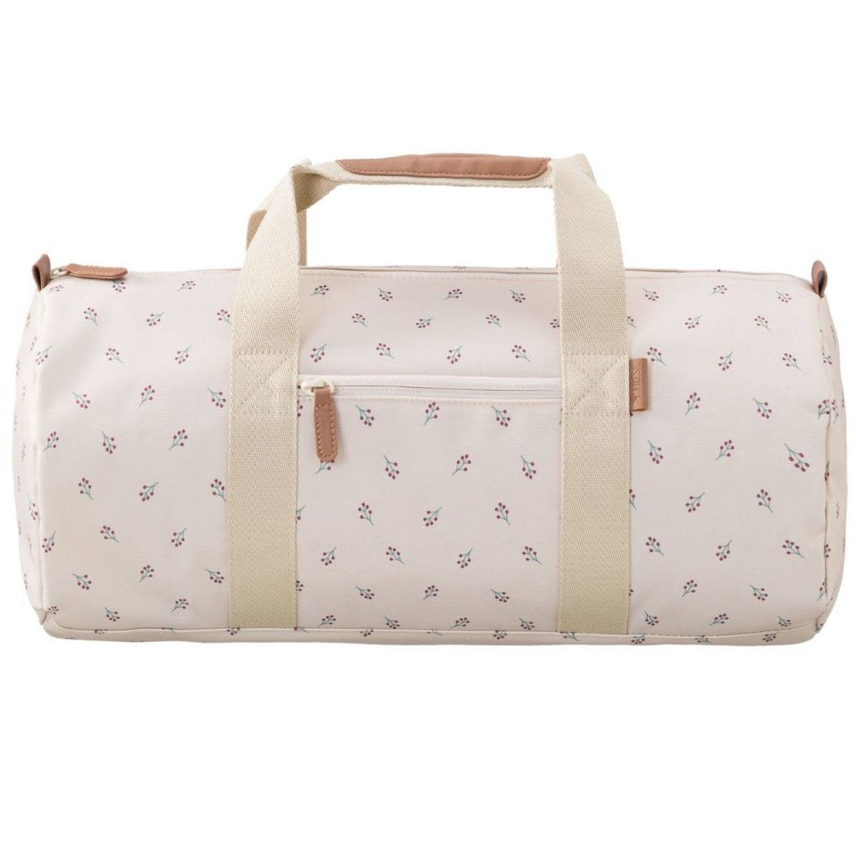 Sac week-end ecru, marron, rouge, FRESK