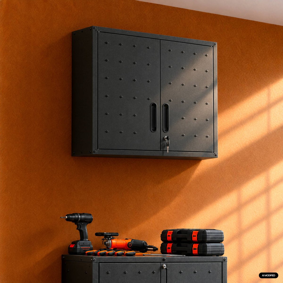 Meuble haut de rangement pour garage  BOBBY noir, SWEEEK