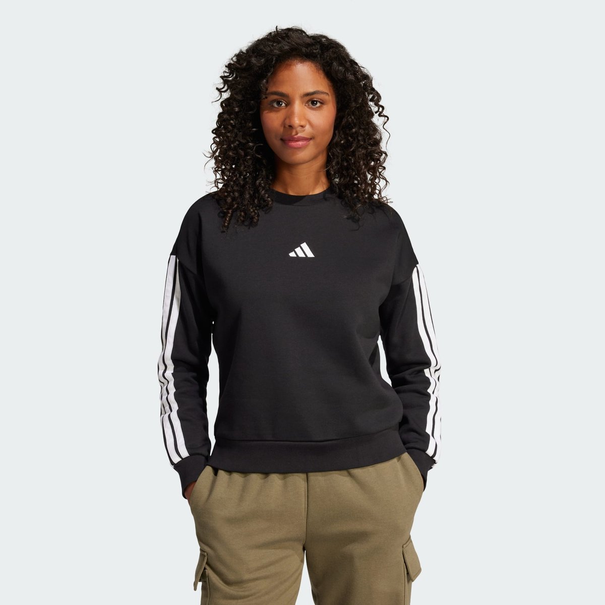 Sweat-Shirt Molleton 3 Bandes Essentials Sweat-Shirt Molleton 3 Bandes Essentials black / white, ADIDAS SPORTSWEAR