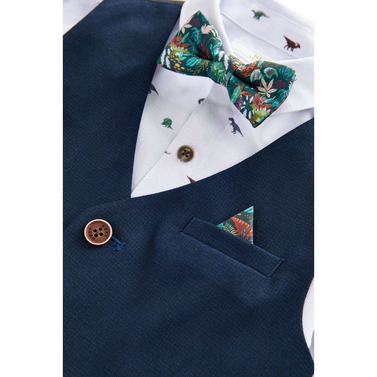 Ensemble gilet avec chemise et nœud papillon dino marine, NEXT