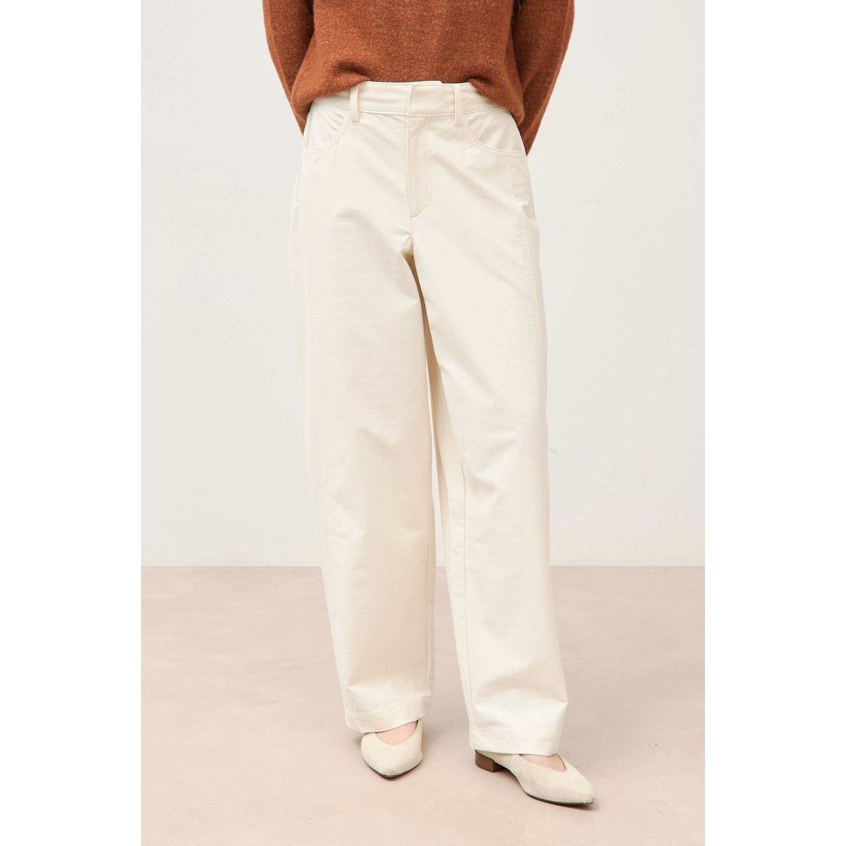 Pantalon coupe regular ecru, BONOBO