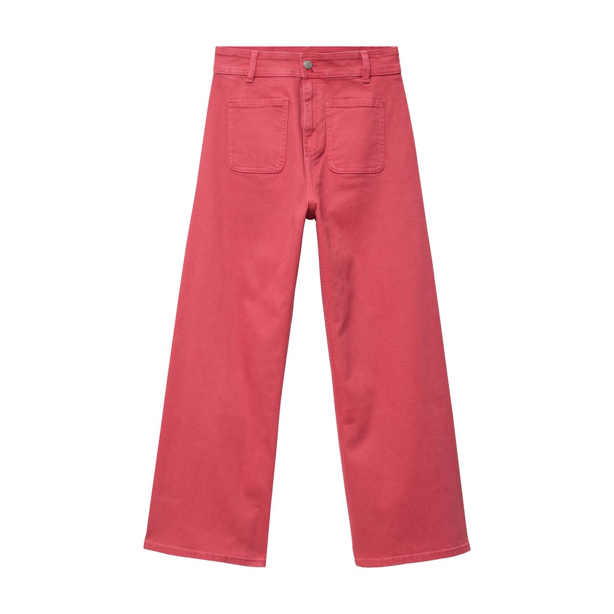Jean wide leg cropped taille haute rose framboise, CACHE CACHE