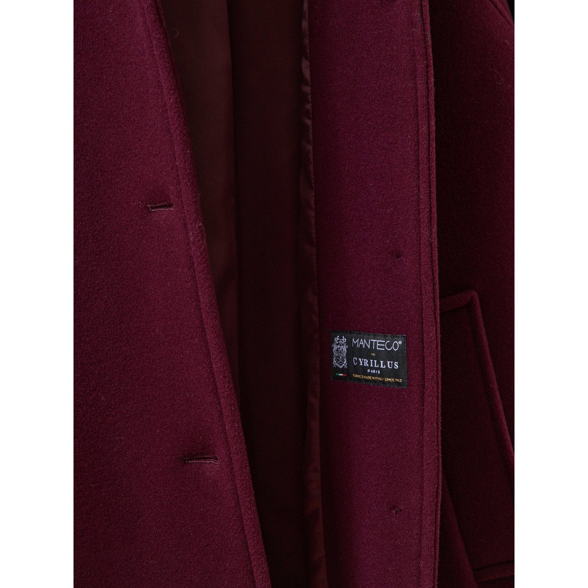 Manteau mi-long lainage uni bordeaux, CYRILLUS