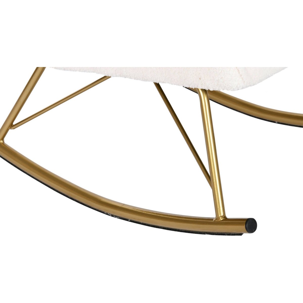 Fauteuil à bascule en polyester et métal contemporain blanc crème avec détails dorés, RECOLLECTION