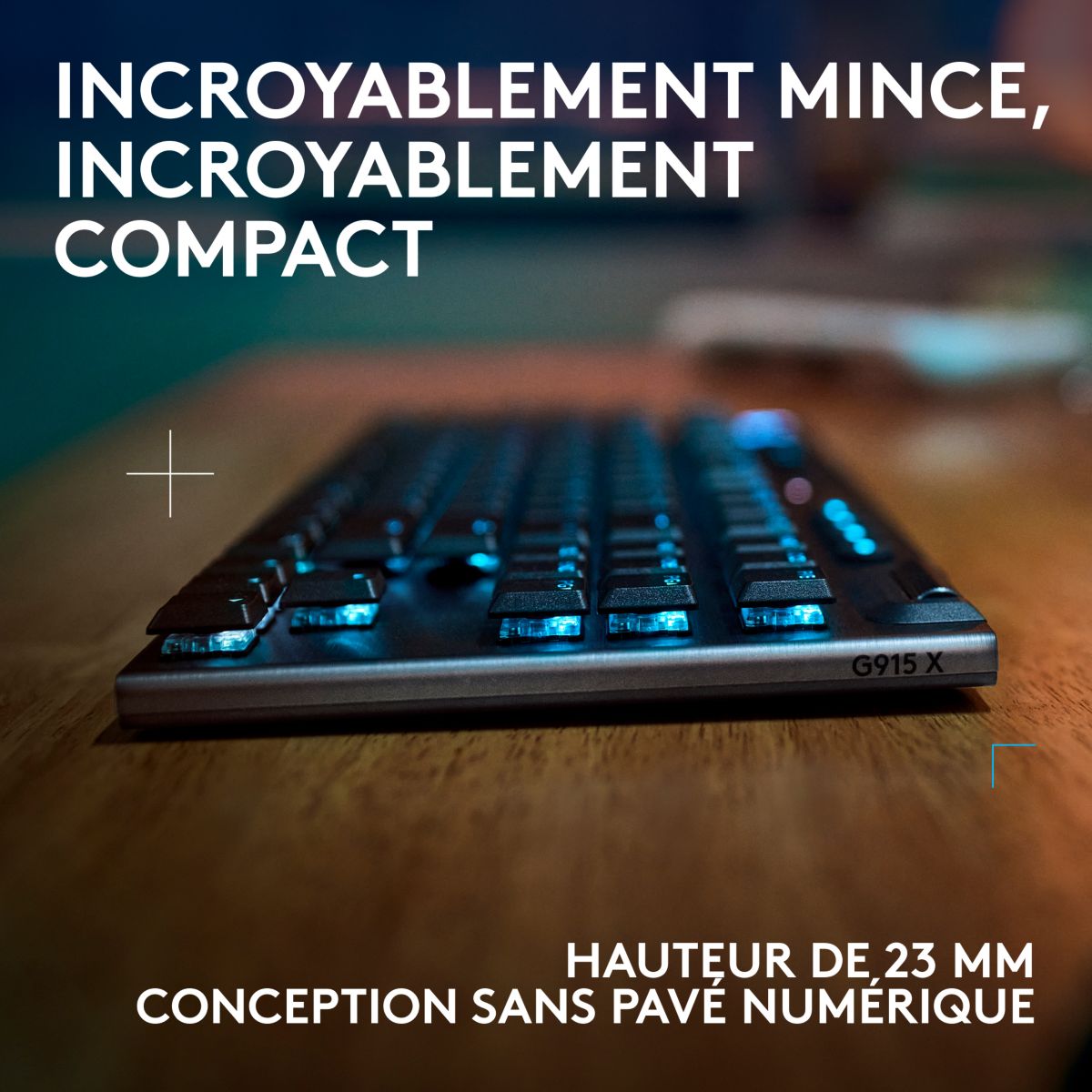 Clavier gamer sans fil G915 X Lightspeed TKL Linear Noir couleur unique, LOGITECH