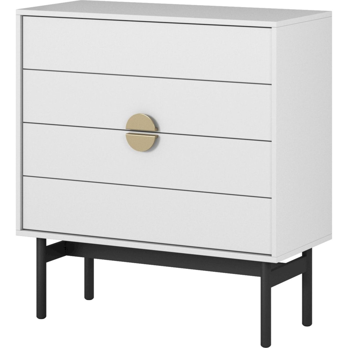 Commode 4 tiroirs piètement métal STOON blanc, RECOLLECTION