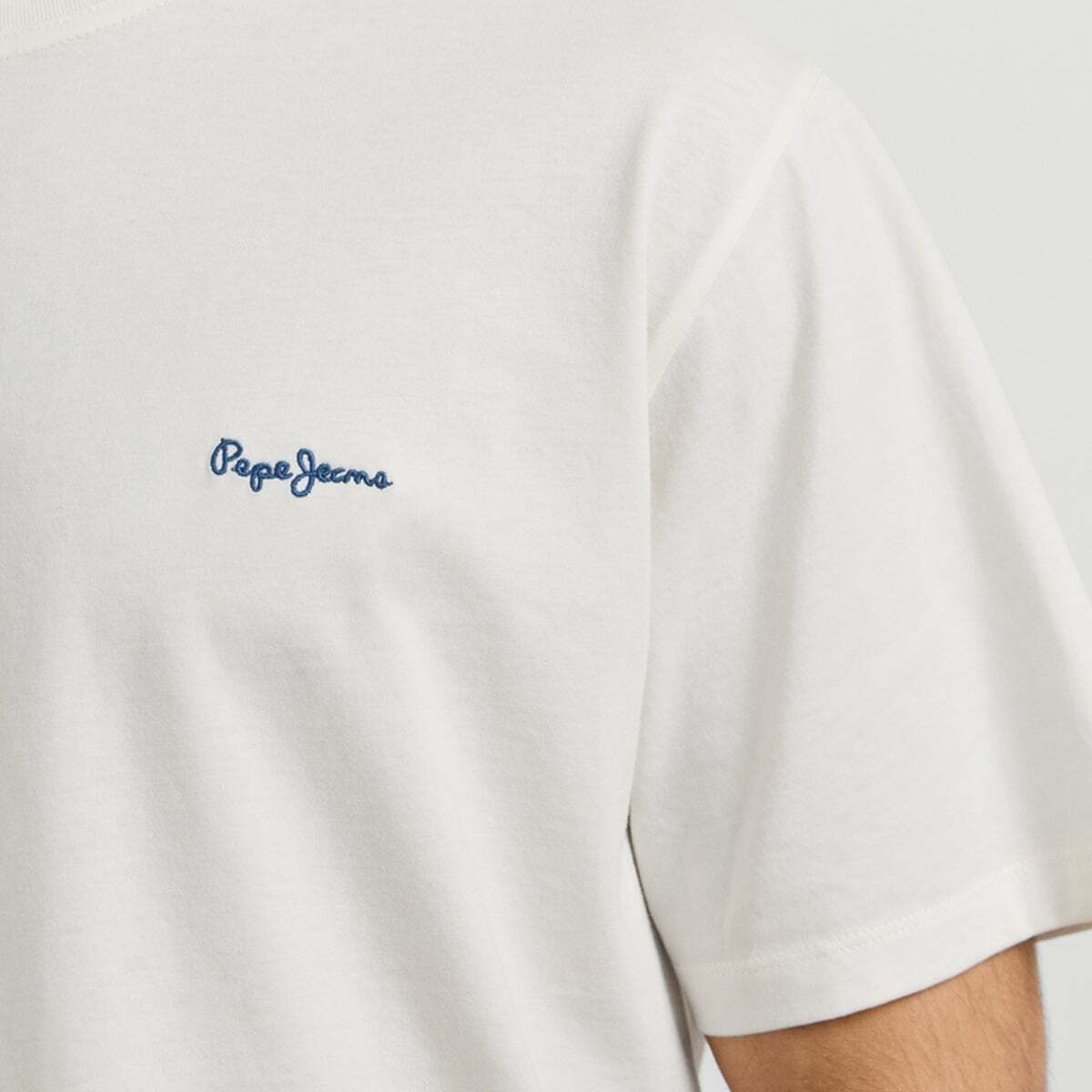 T-Shirt Coupe Regular Avec Logo Brodé blanc cassé, PEPE JEANS