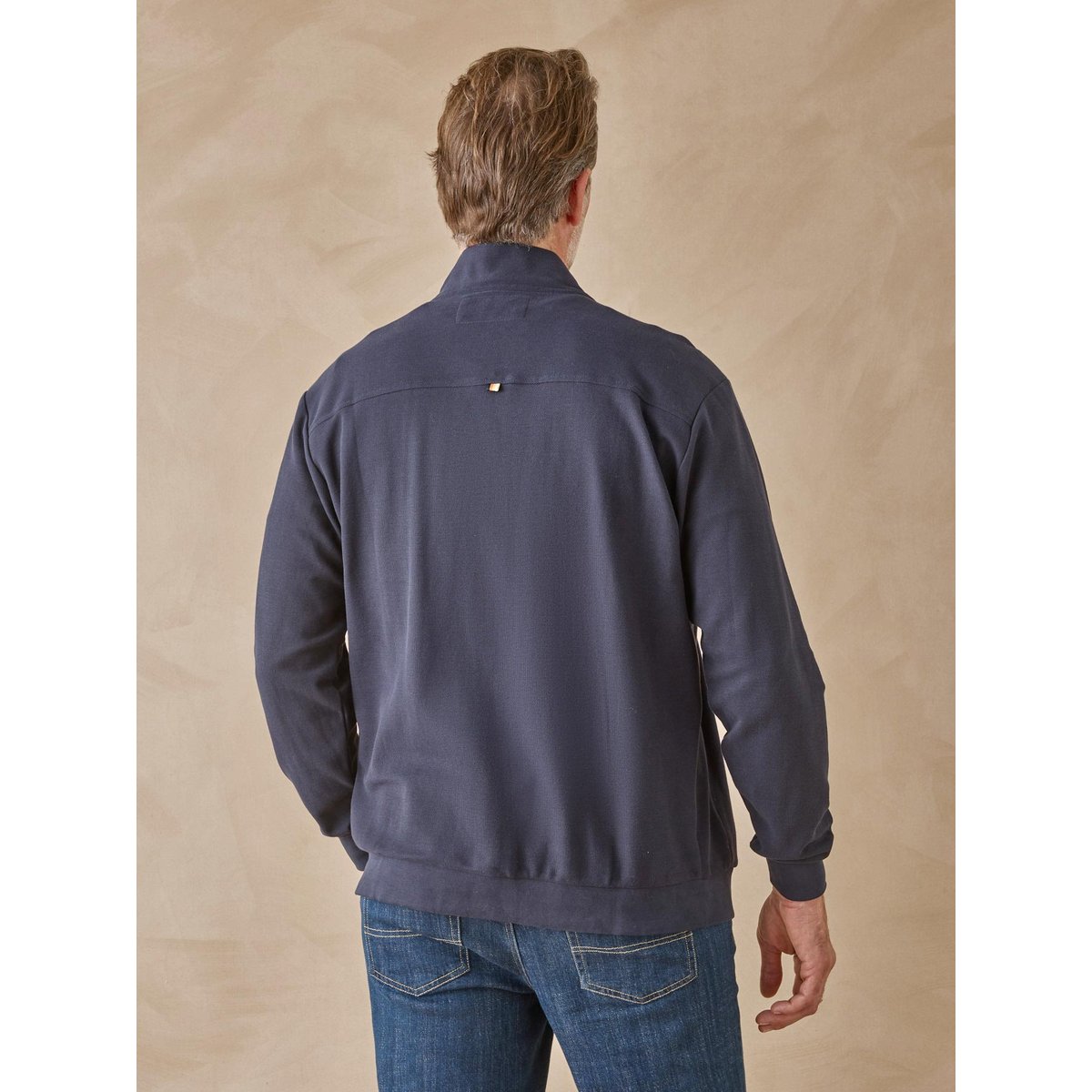 Gilet en maille piquée zippé marine, DAXON