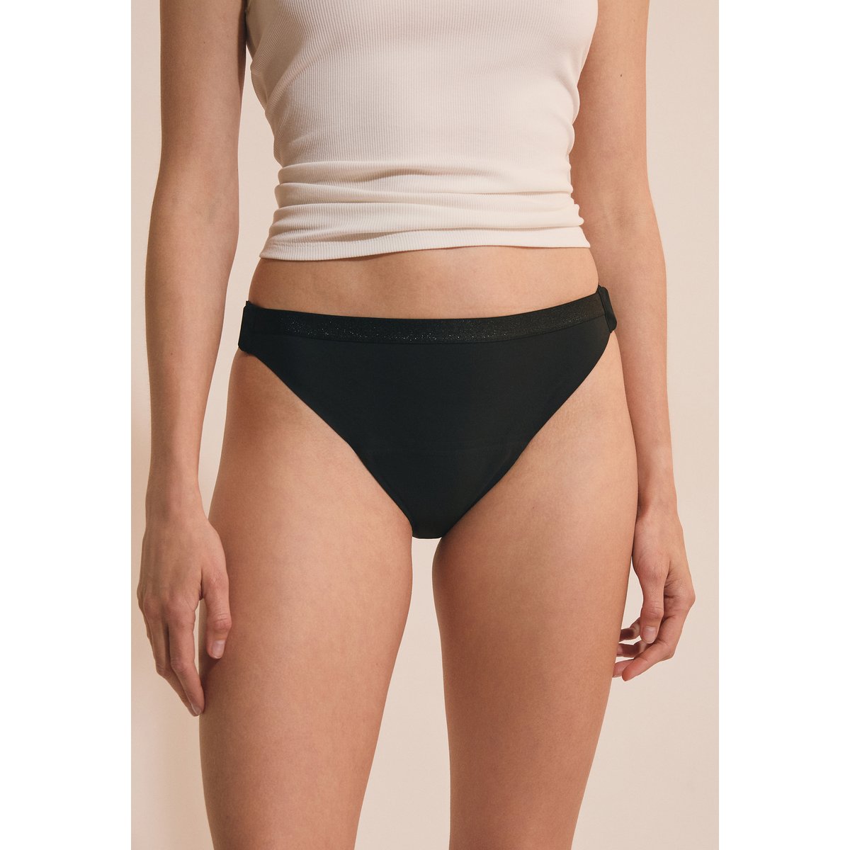 Culotte menstruelle en microfibre avec agrafes ajustables - Flux abondant AYA noir, ETAM