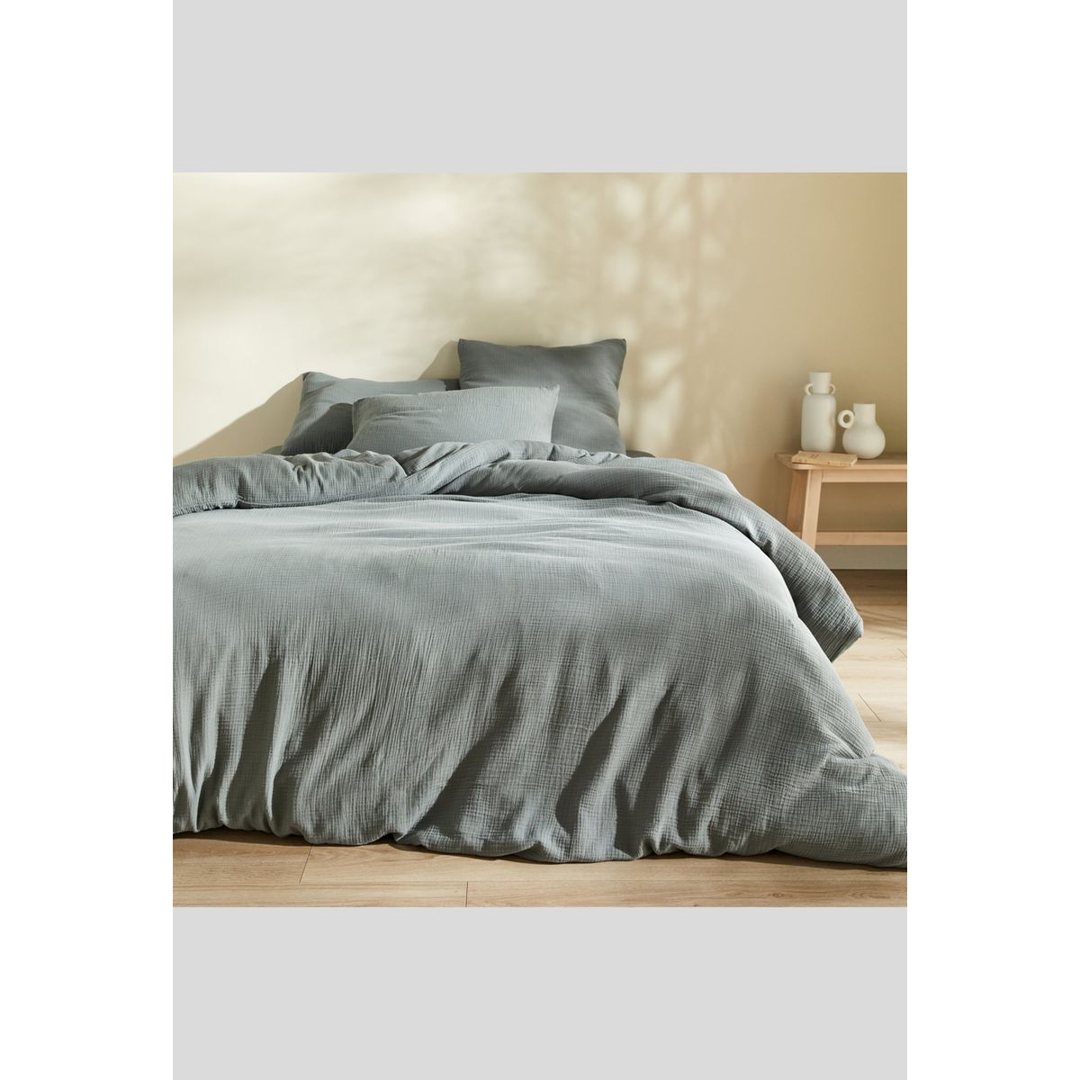 Taie d'oreiller rectangulaire, 50x70 cm, 100% coton bio, OEKOTEX algue, MONOPRIX