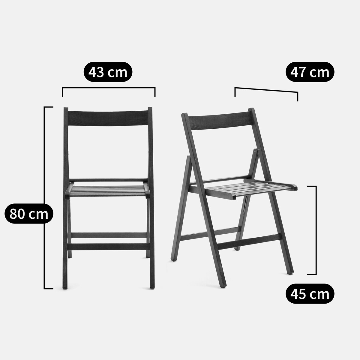 Lot de 2 chaises pliantes, hêtre massif, Yoann naturel, SO'HOME