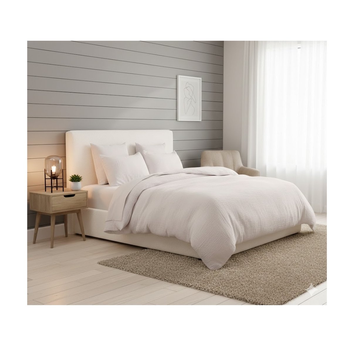 Parure de lit Gaze de microfibre Delicieuse blanc, EDEN