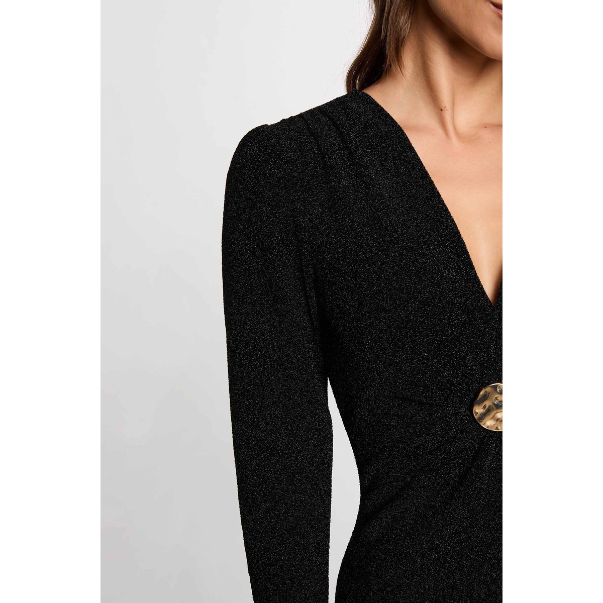 Tee-shirt noir manches longues noir, MORGAN