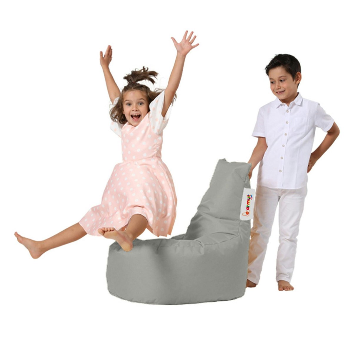 Pouf d'extérieur avec dossier, tissu imperméable ARTA gris, PIER IMPORT