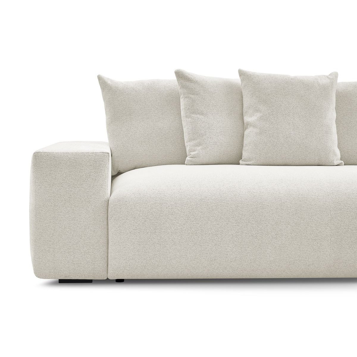 Canapé droit convertible 3 places en tissu chiné, VOLTAIRE blanc, BOBOCHIC
