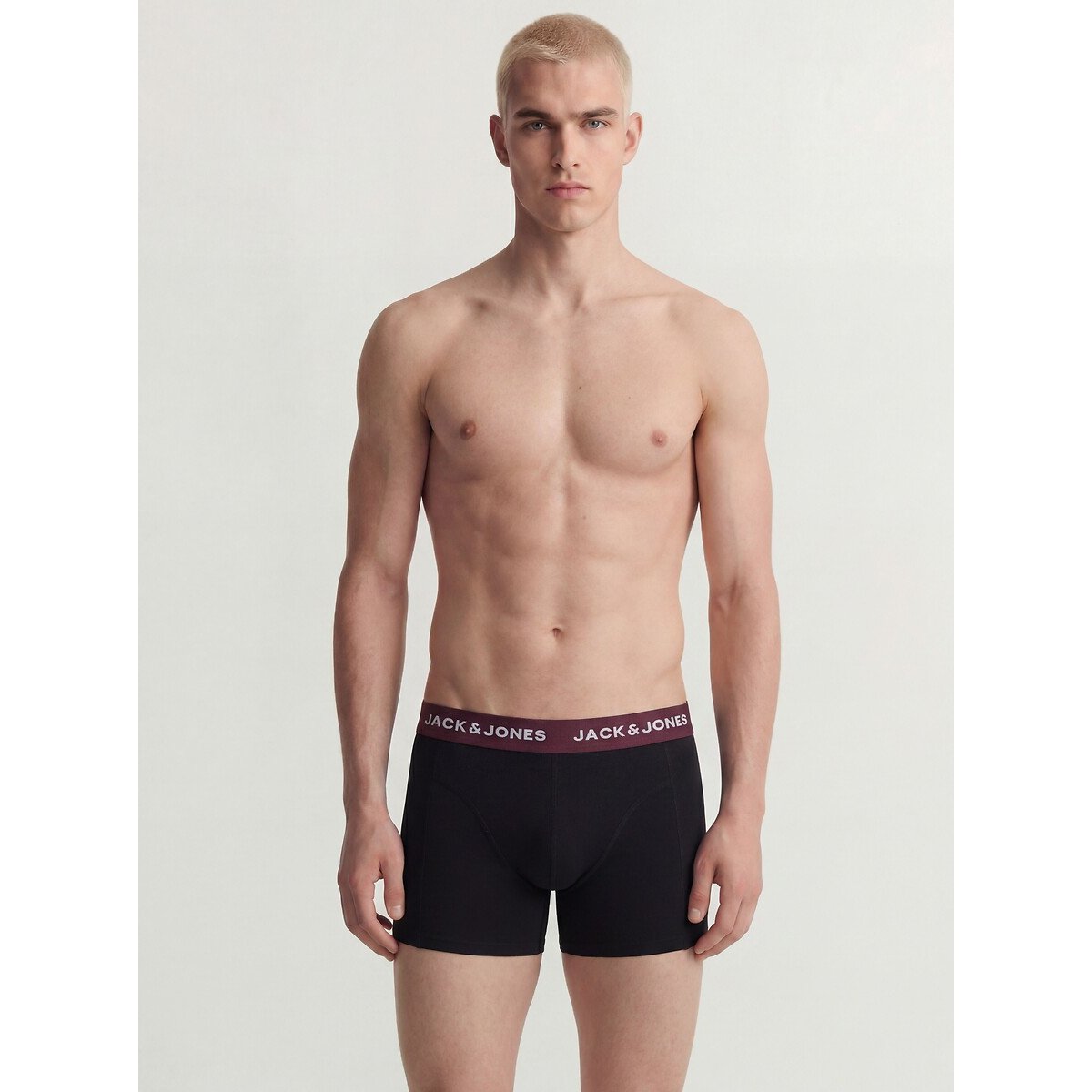 Lot de 5 boxers unis noir + ceint. multicolore, JACK & JONES