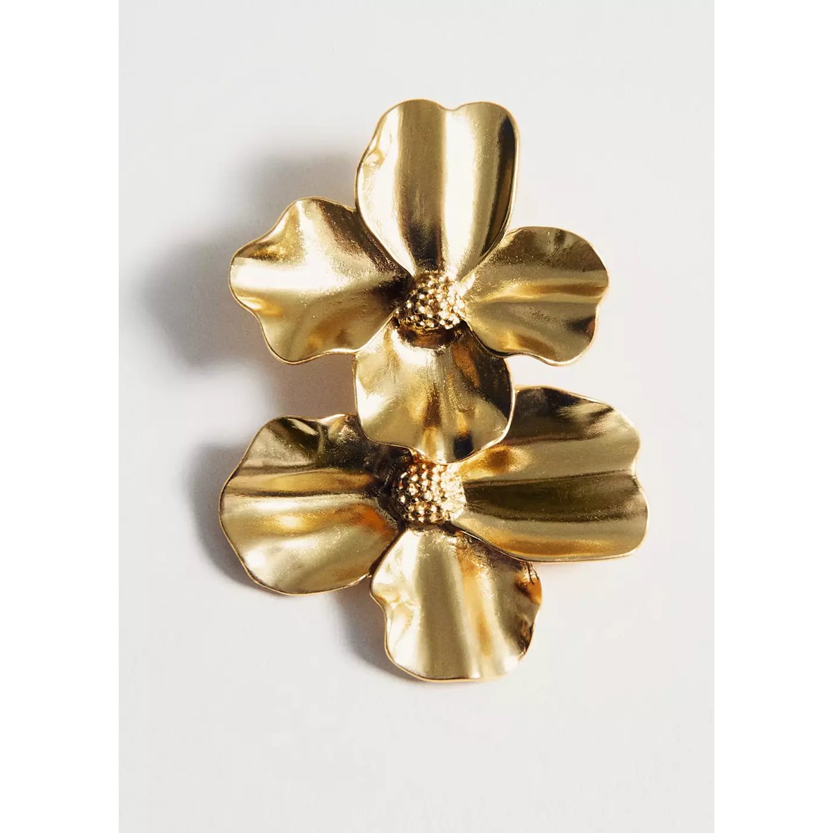 Boucles d'oreilles motif fleur or, MANGO