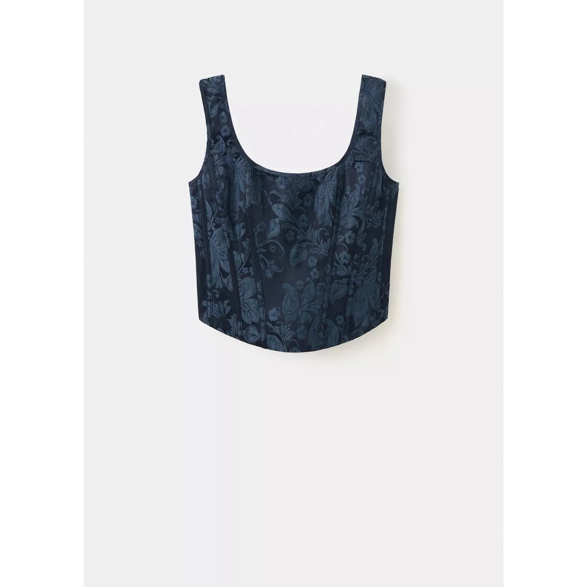 Top style corset imprimé à fleurs bleu, MANGO