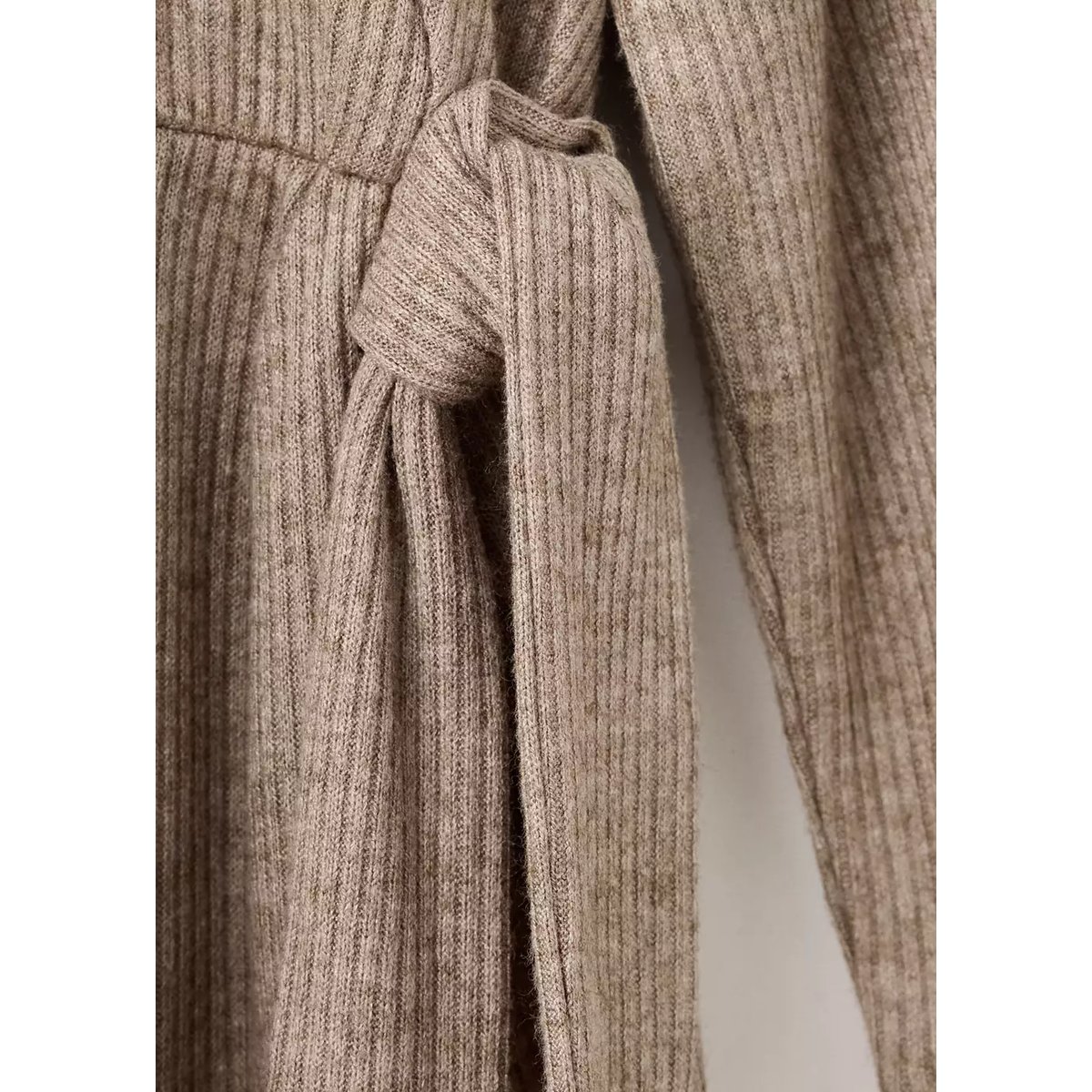 Robe côtelée à nœud gris vison, MANGO KIDS