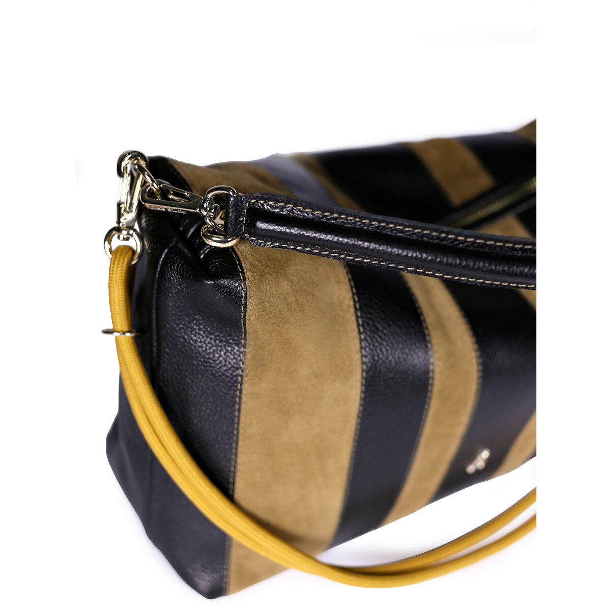 Sac en cuir à effet rayures, HALO noir/taupe, CRAIE STUDIO