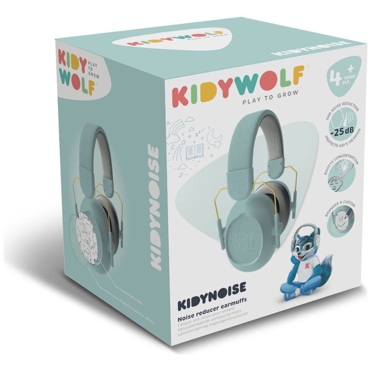 Casque anti bruit enfant KIDYNOISE bleu, KIDYWOLF