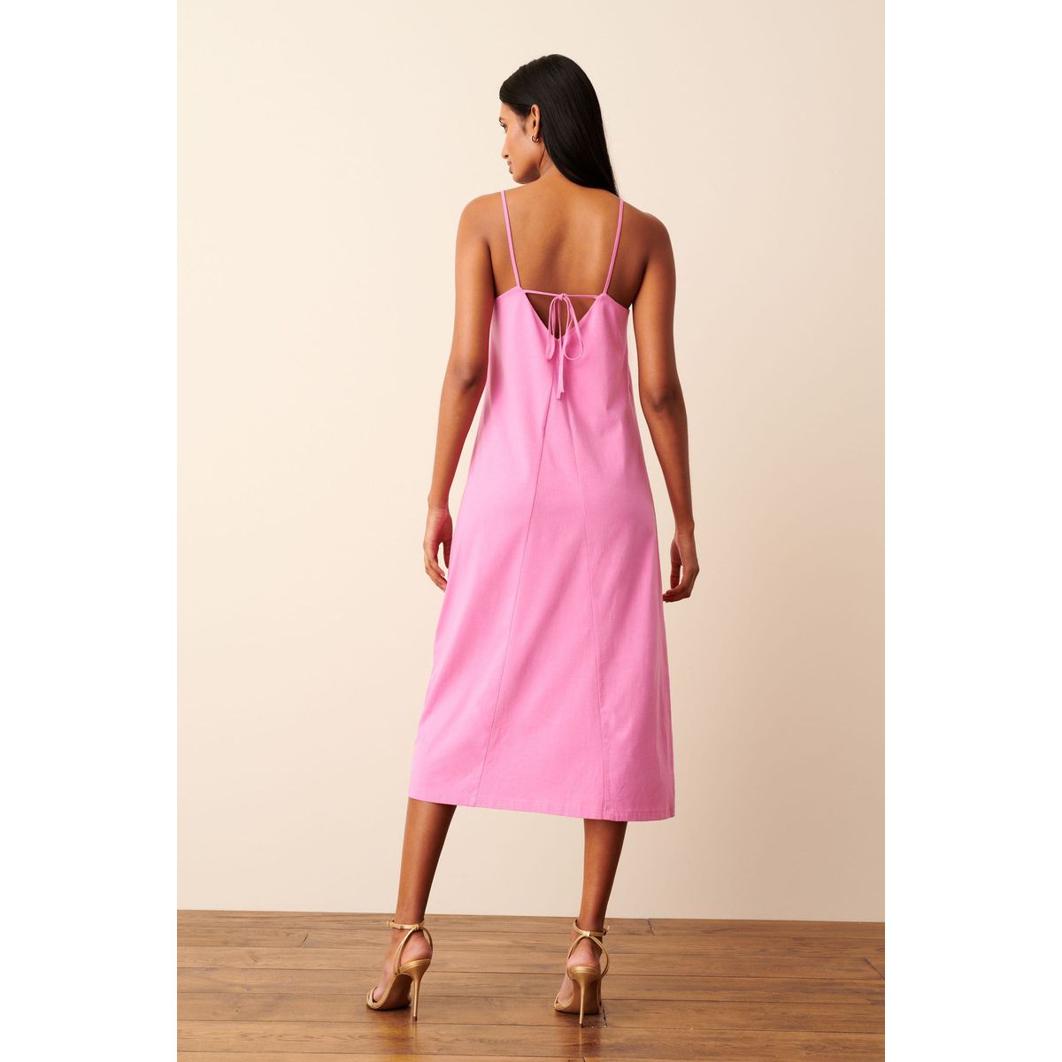 Robe caraco mi-longue en jersey rose, NEXT