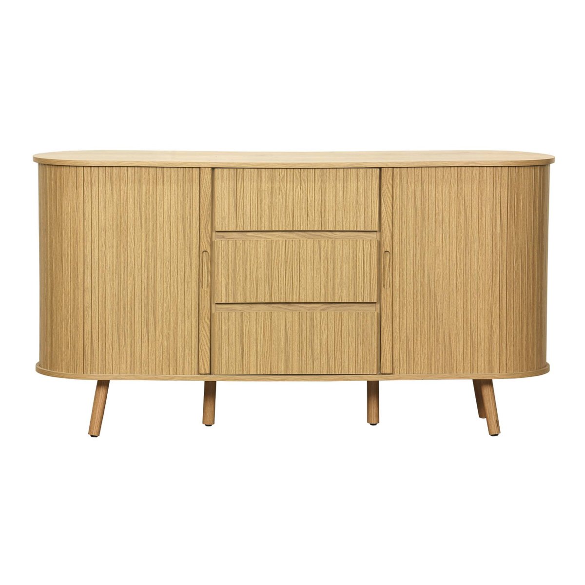 Buffet scandinave décor bois rainuré 2 portes coulissantes 150cm LEGACY naturel, SWEEEK