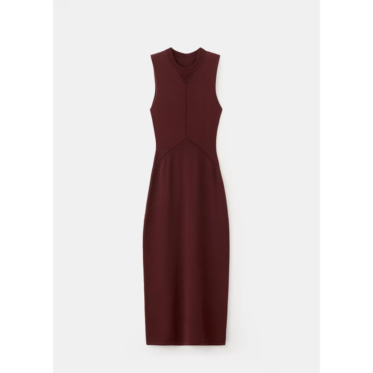 Robe midi maille lie de vin, MANGO