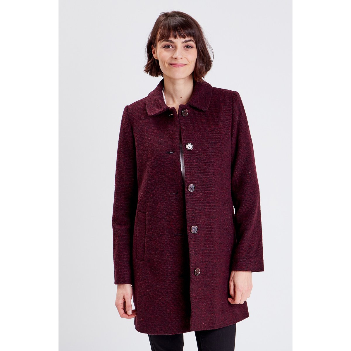 Manteau évasé boutonné noir, BREAL