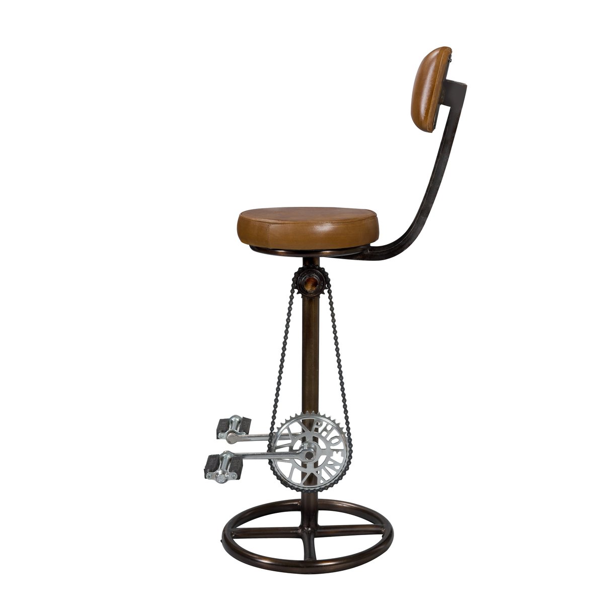 Chaise de bar 76 cm en cuir avec dossier - PHOENIX marron, MAISON PAVANE
