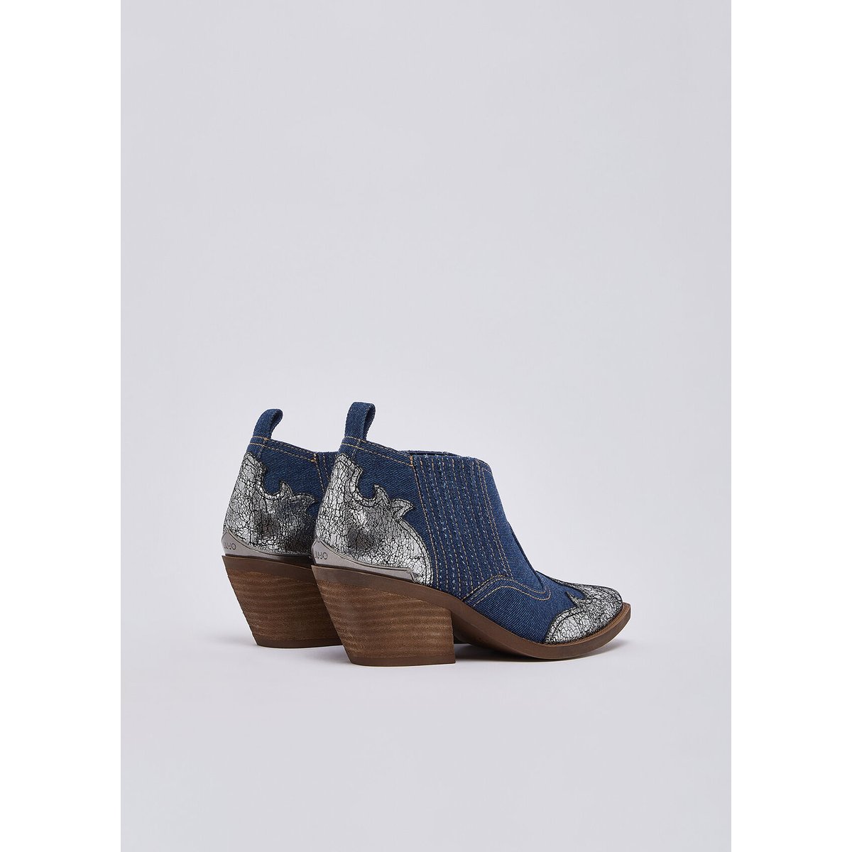Bottines western en denim denim et argent, LIU JO