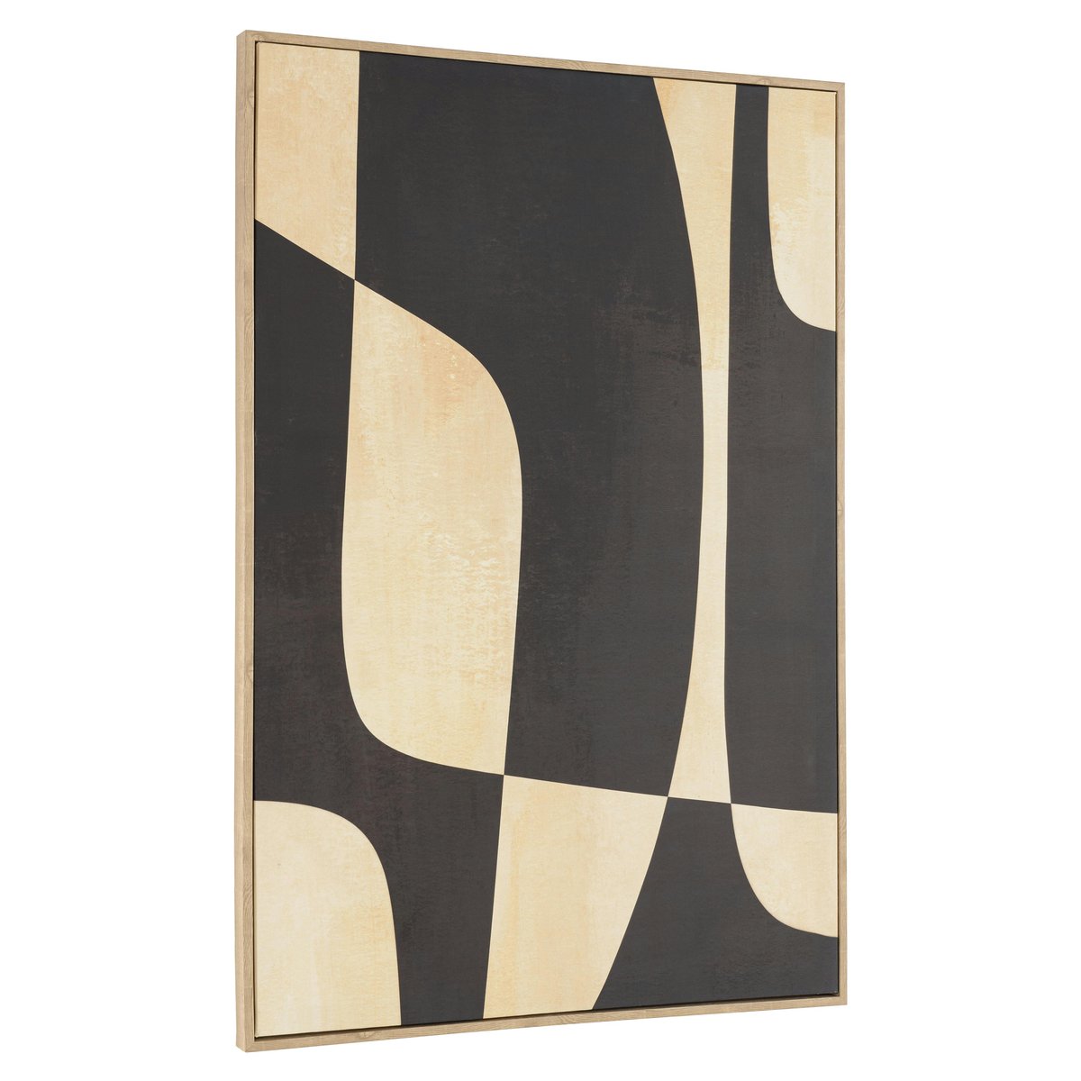 Tableau abstrait impression noire et beige 63 x 93 cm beige, PIER IMPORT