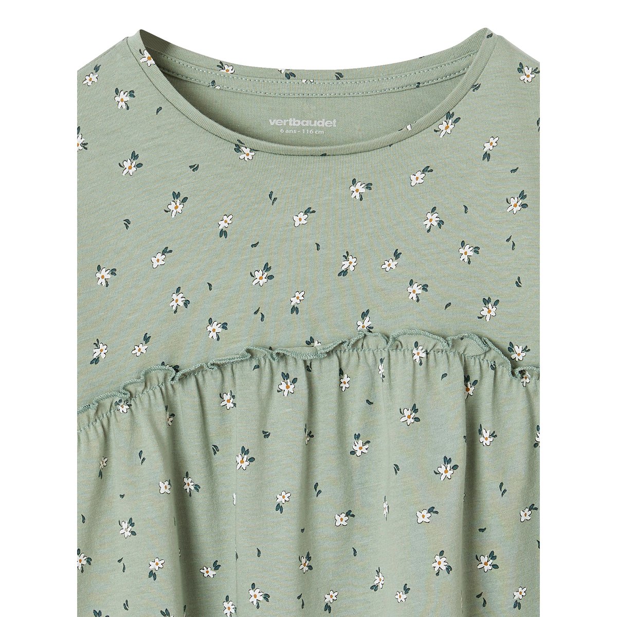T-shirt blouse imprimé manches longues vert de gris, VERTBAUDET