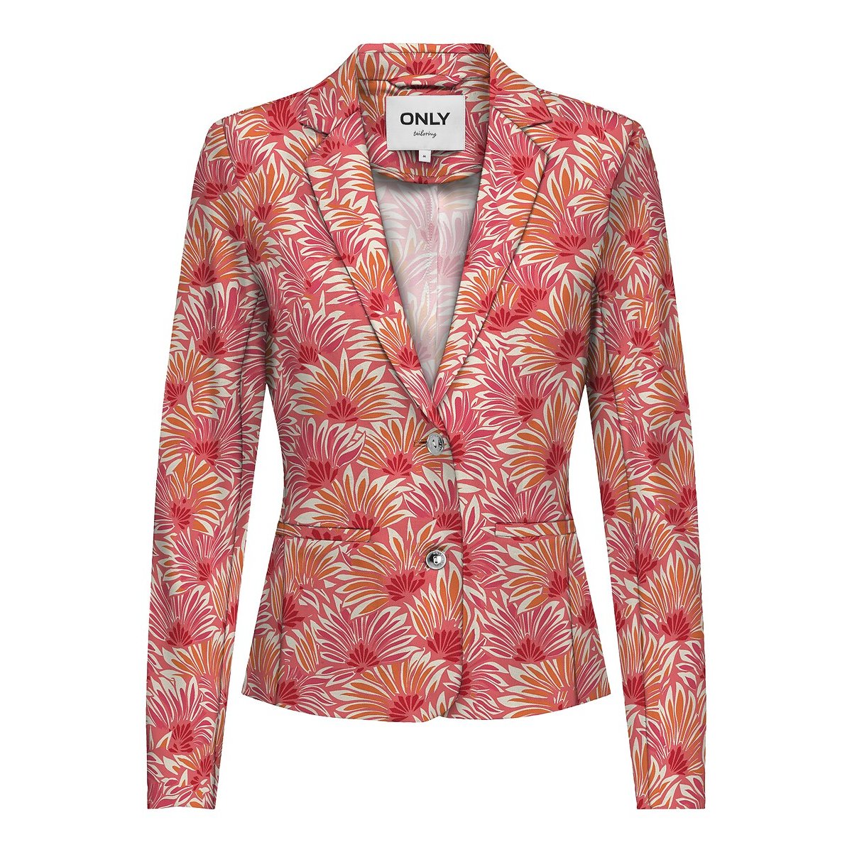 Blazer cintré fleuri imprimé orange/peche, ONLY