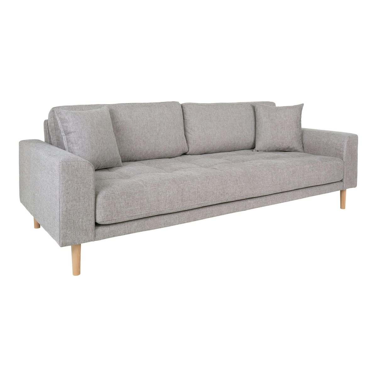 Canapé droit moderne en tissu AMSTERDAM gris clair - 3 places, PIER IMPORT