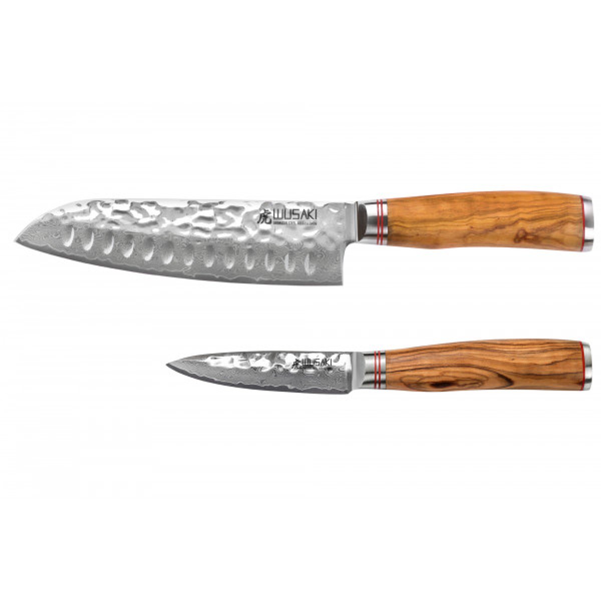2 couteaux de cuisine Damas 10Cr en coffret élégant noir v002237, WUSAKI