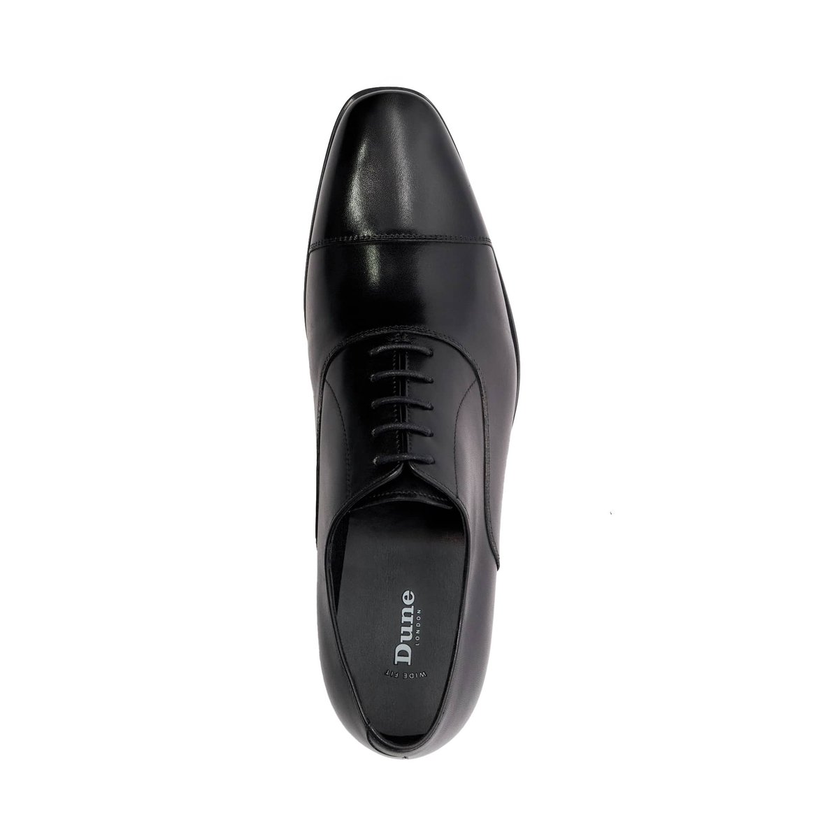 Chaussures à lacets Oxford en cuir coupe large - SOLVER Wide Fit black-leather, DUNE LONDON