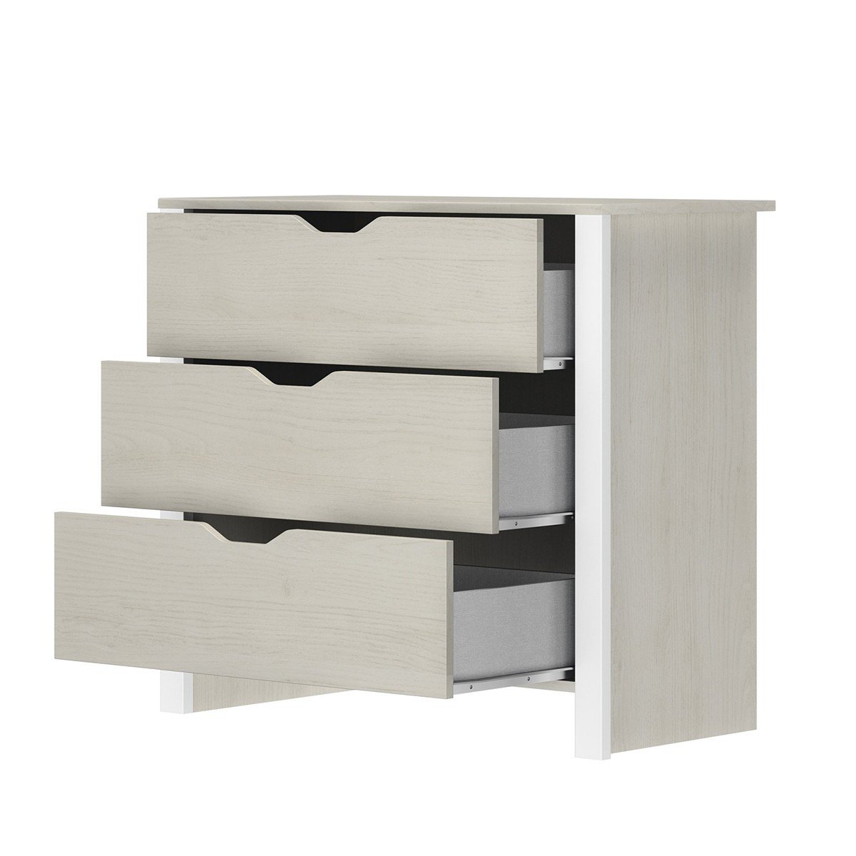 Commode 3 tiroirs & rangement nuit chic beige, DIAGONE
