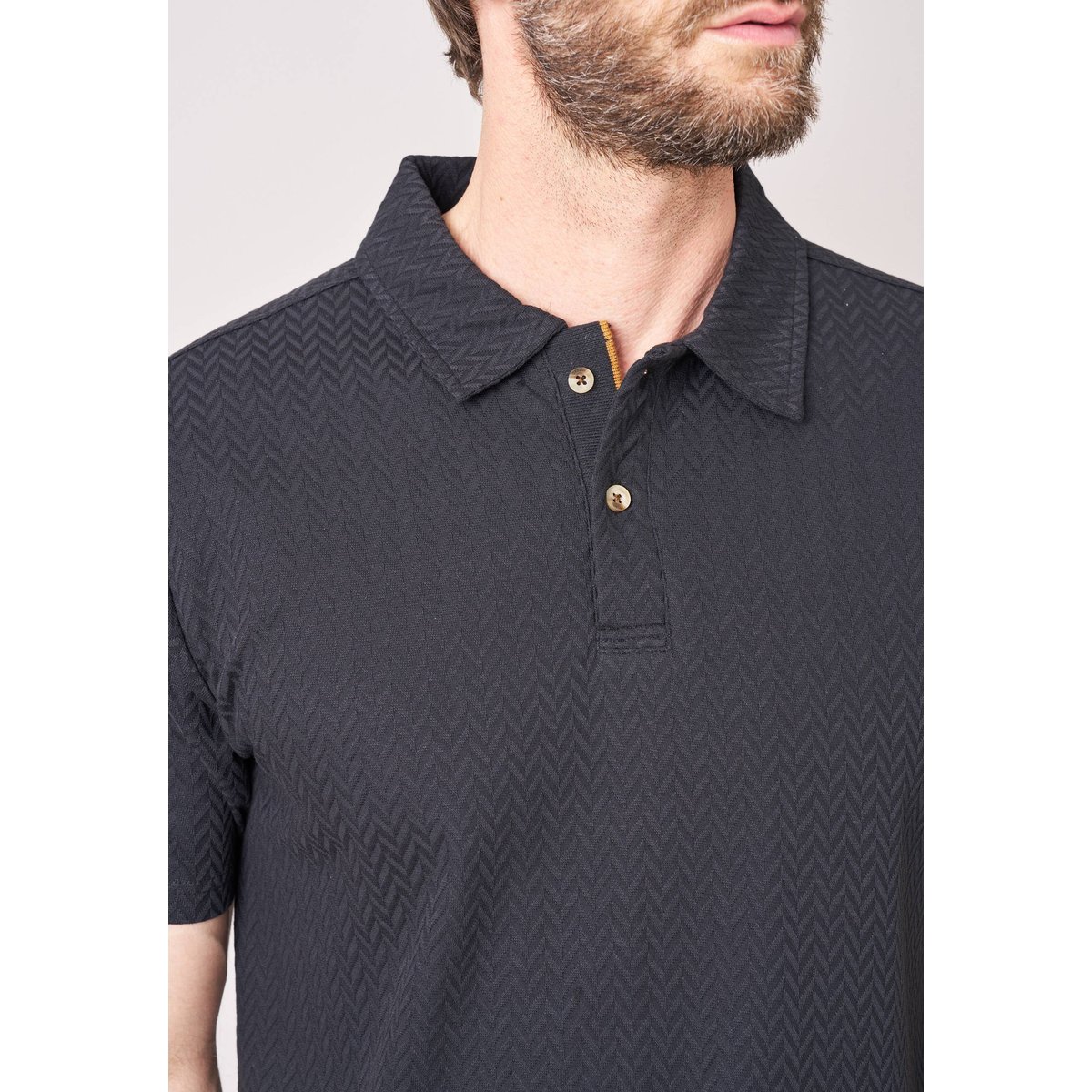 Polo confort homme en coton texturé RIVETON black, DEELUXE