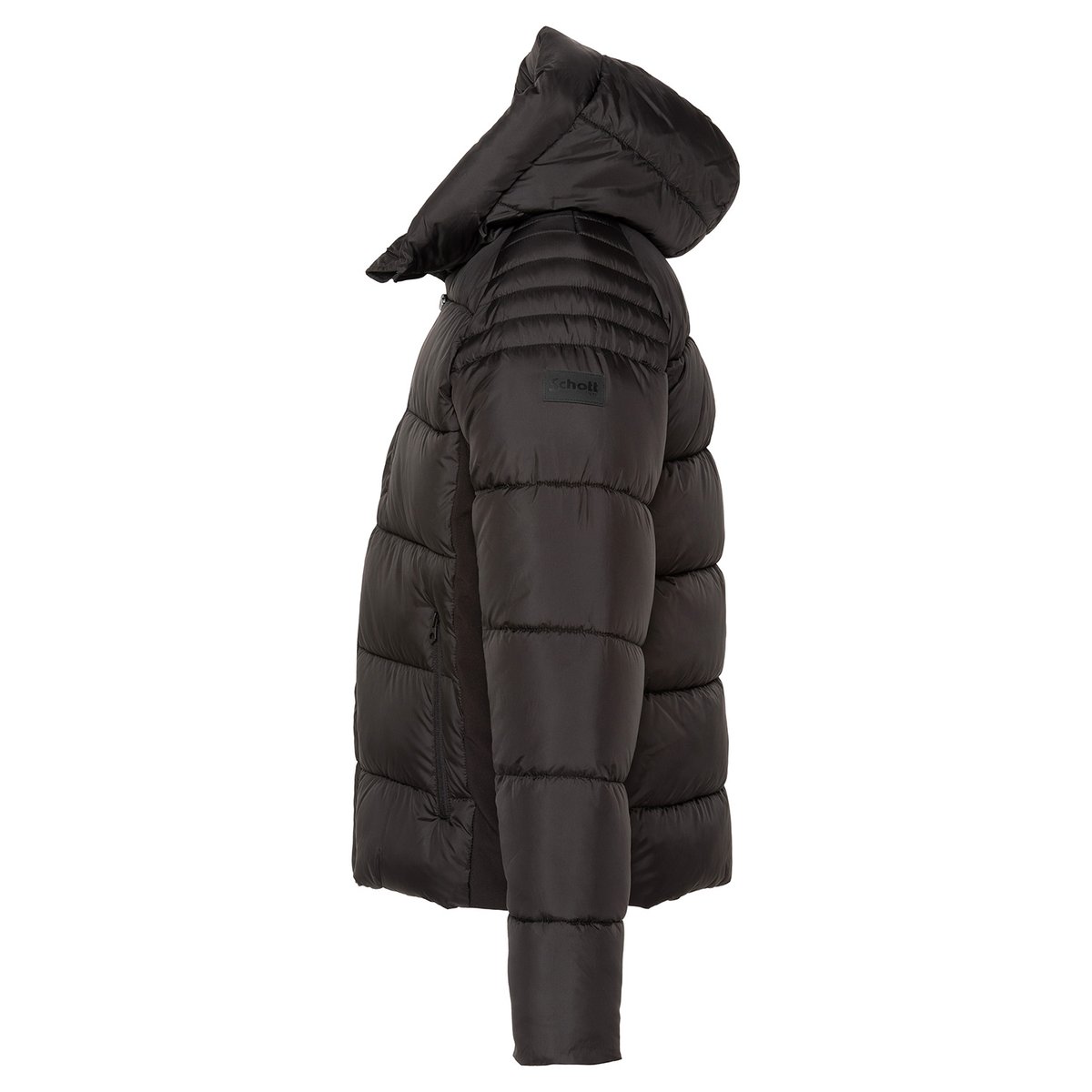 Blouson à capuche bi-matière noir, SCHOTT