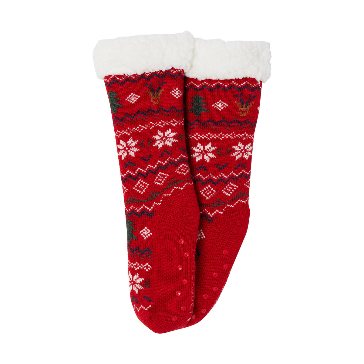 Chaussettes fourrée Noël rouge, VERTBAUDET