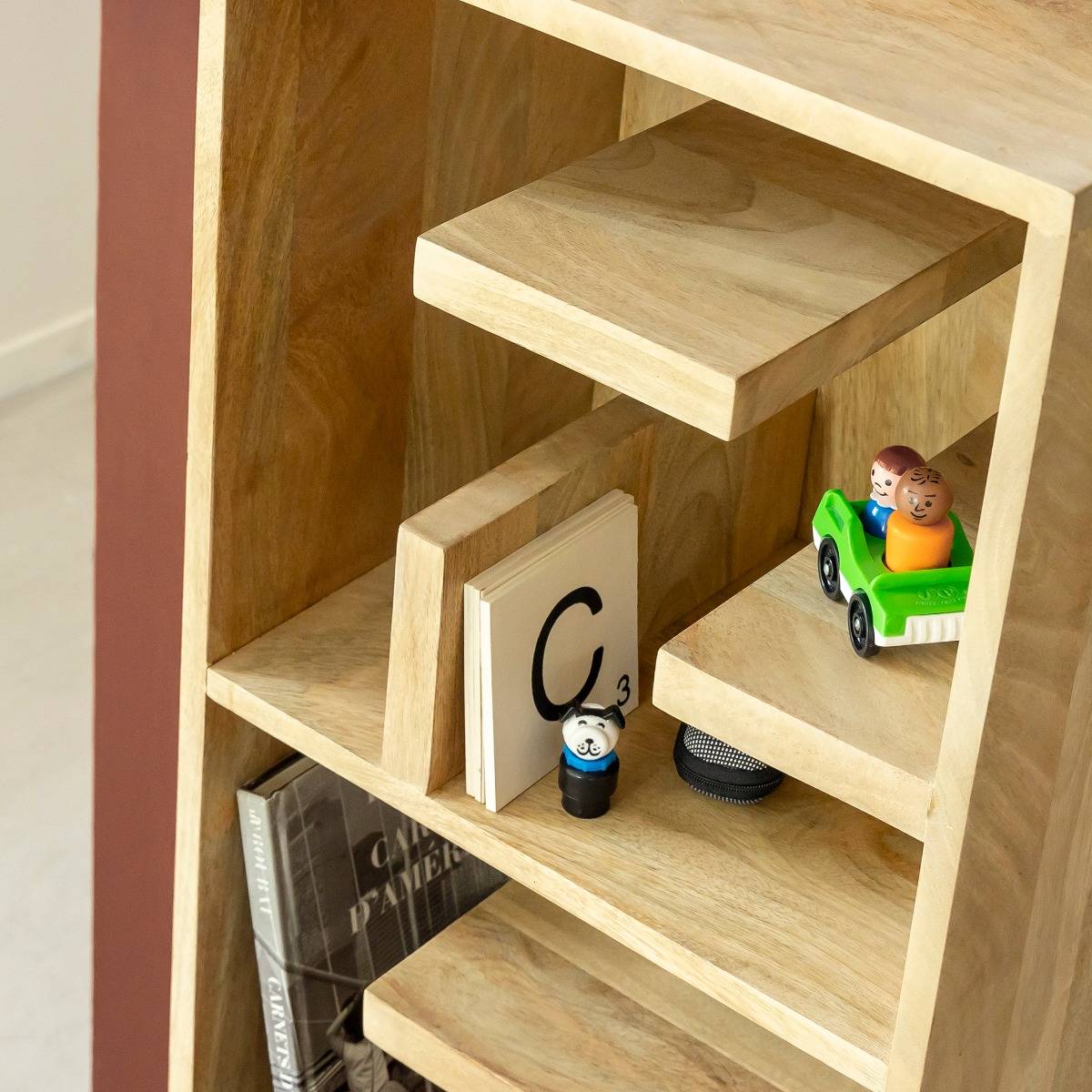 Bibliothèque en bois de manguier  READ bois foncé, MADE IN MEUBLES 