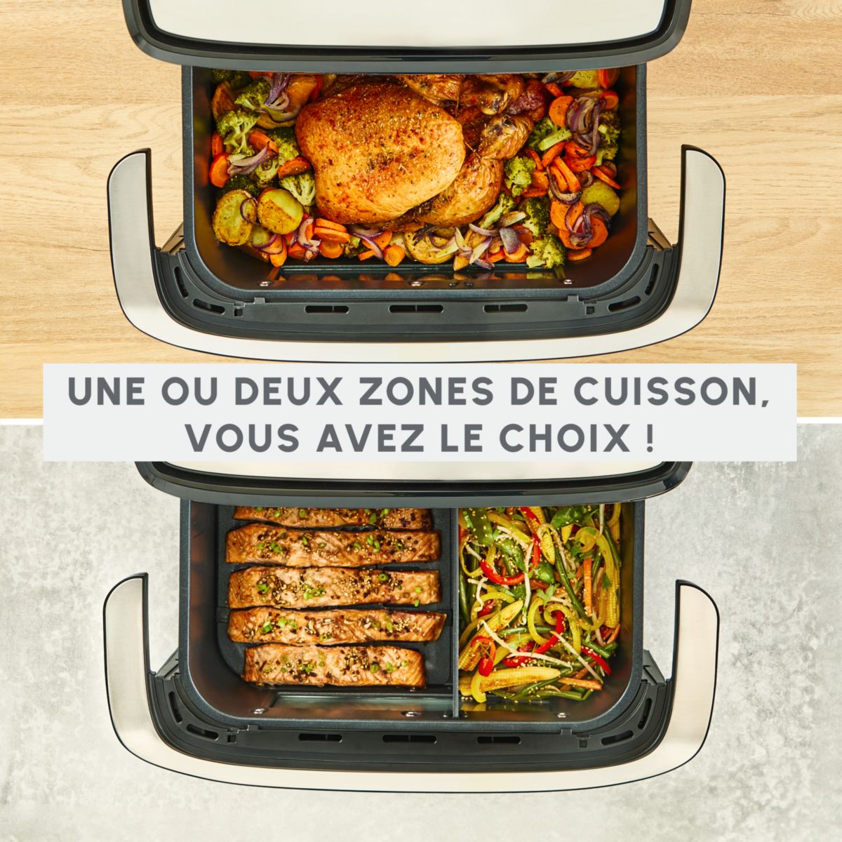 Friteuse sans huile Easy Fry Dual Flex EZ922DF0 acier, MOULINEX