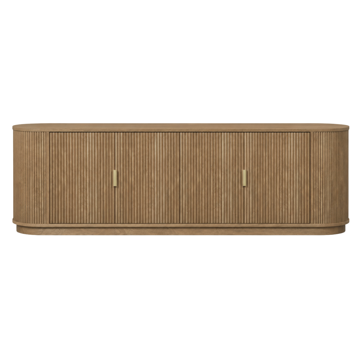 Meuble TV arrondies 4 portes ACHILLE bois clair, CALICOSY