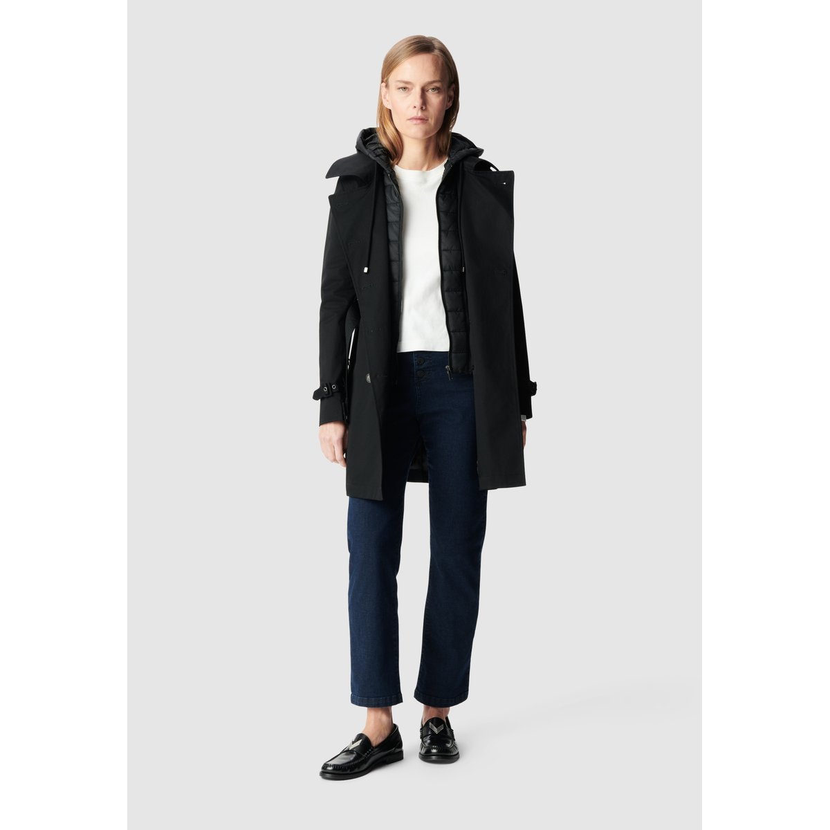 Trench à capuche nylon amovible noir, IKKS