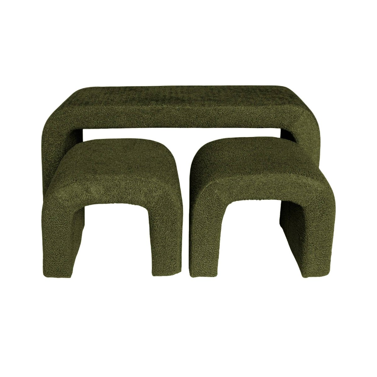 Banc et tabourets gigognes bouclette  INO kaki, SWEEEK